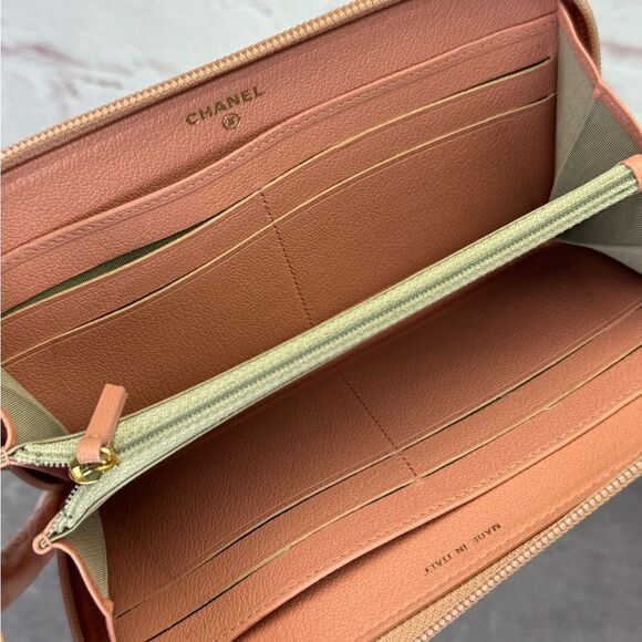 Chanel Pink Camelia Zippy Leather Long Wallet - Picture 10 of 14
